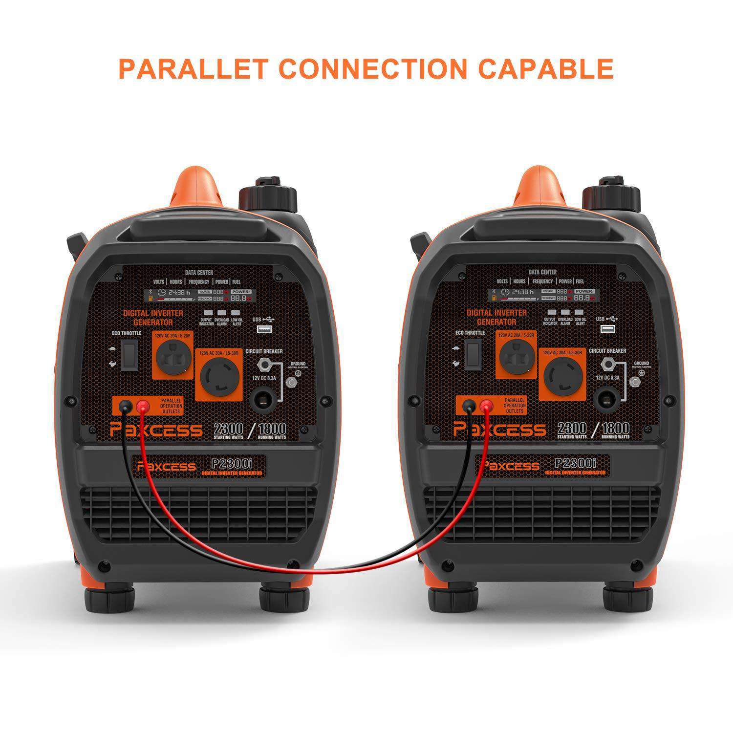 Paxcess P2300i 1800W/2300W Super Quiet Portable Gas Inverter Generator with Wheels and Handle New