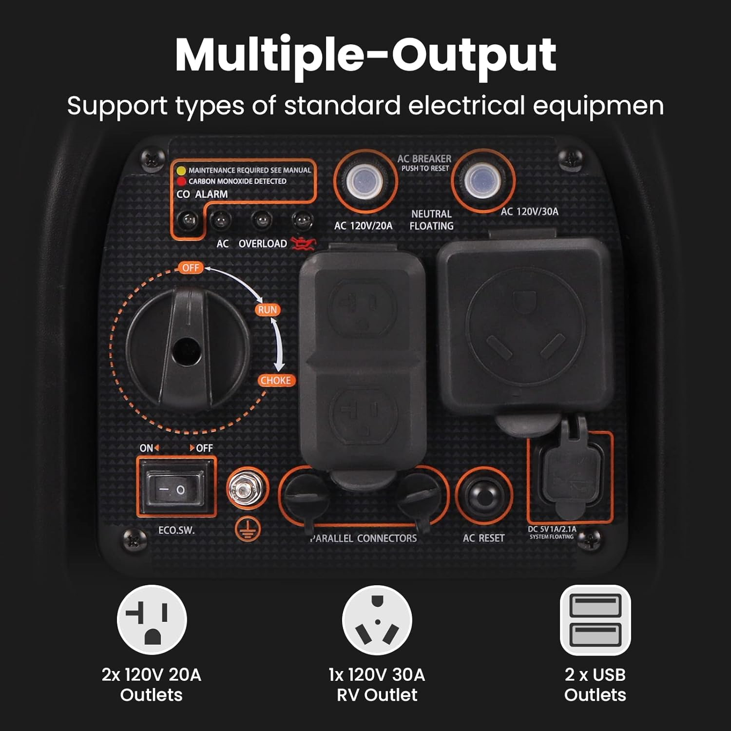 Maxpeedingrods MXR3500-CA Inverter Generator 3000W/3500W Low THD Parallel and RV Ready with CO Alert Gas New Canada Only