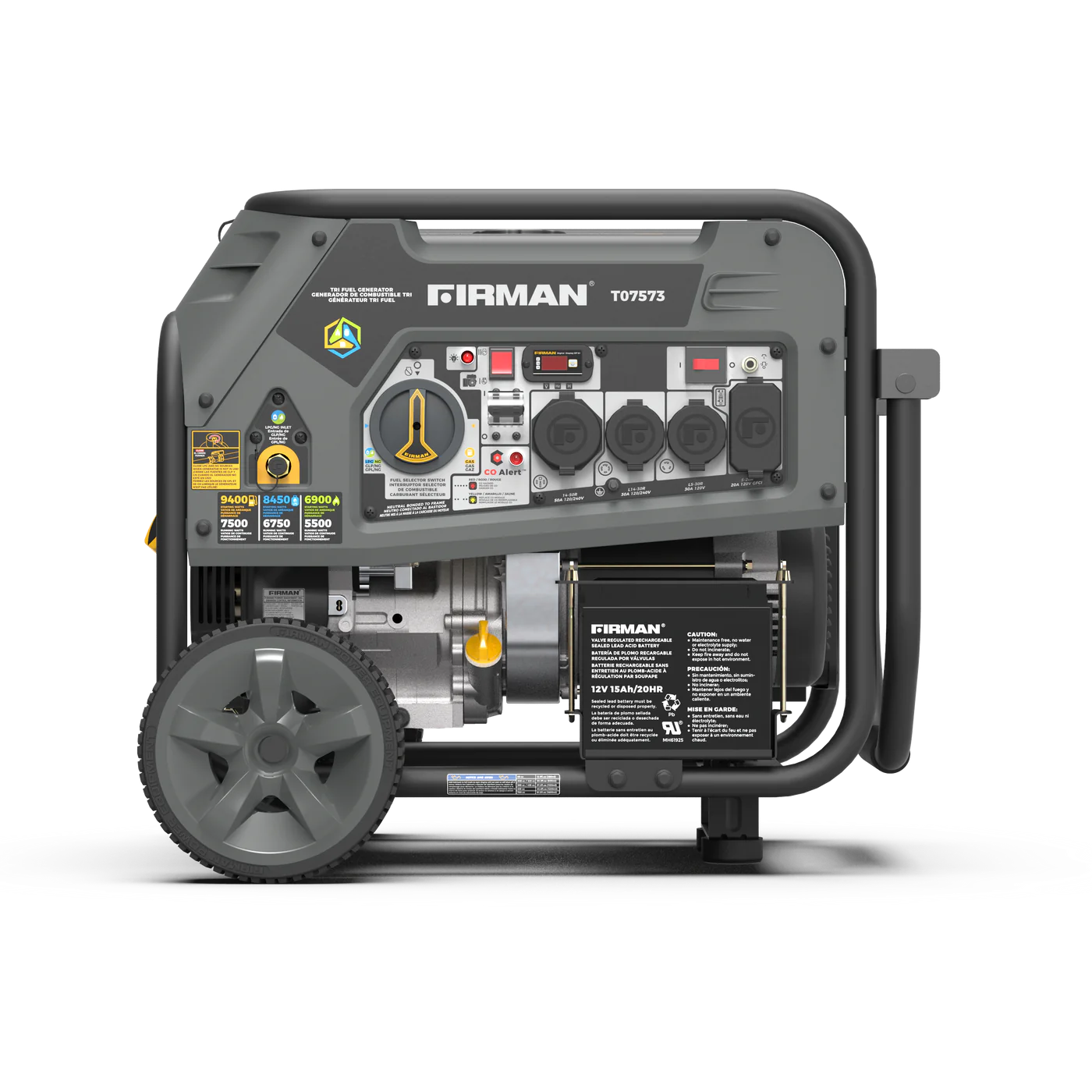 Firman T07573 Tri-Fuel Gas Propane Natural Gas Generator 7500W/9400W 120/240V with Electric Start Manufacturer RFB