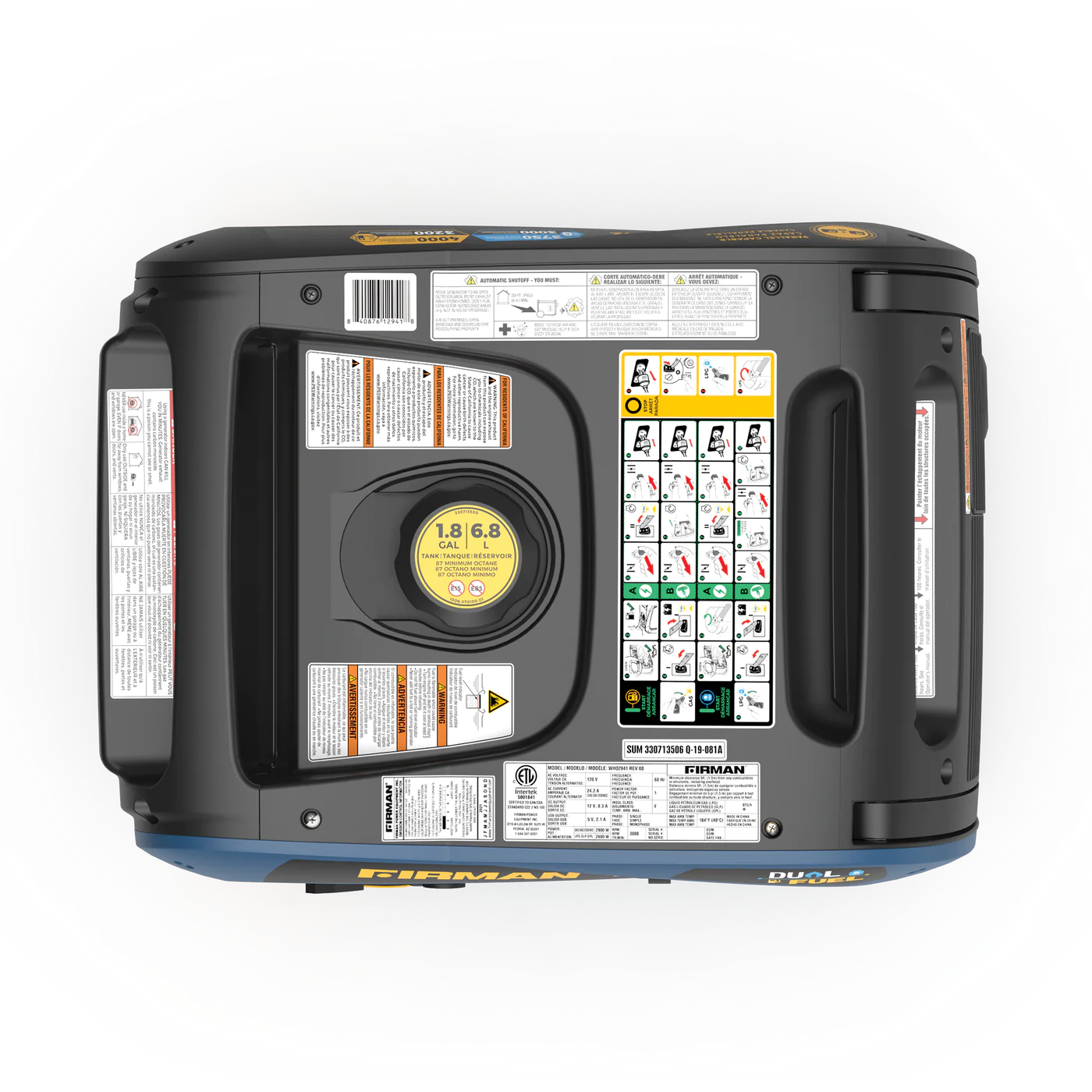 Firman WH03242 Dual Fuel Gas Propane Inverter Generator 3200W/4000W 30 Amp Low THD Parallel Ready with Electric Start Manufacturer Refurbished