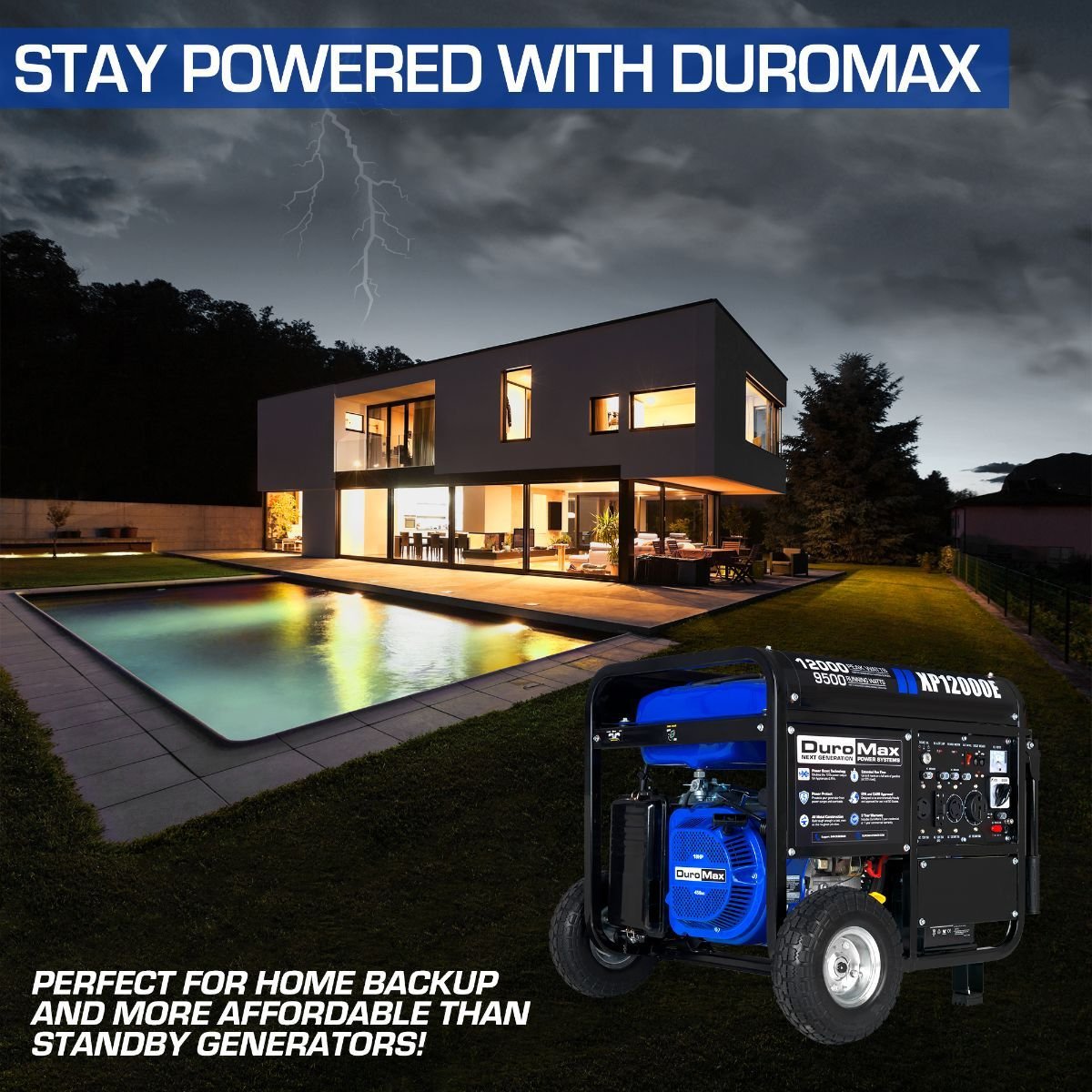 DuroMax XP12000E 9500W/12000W Gas Electric Start Generator New