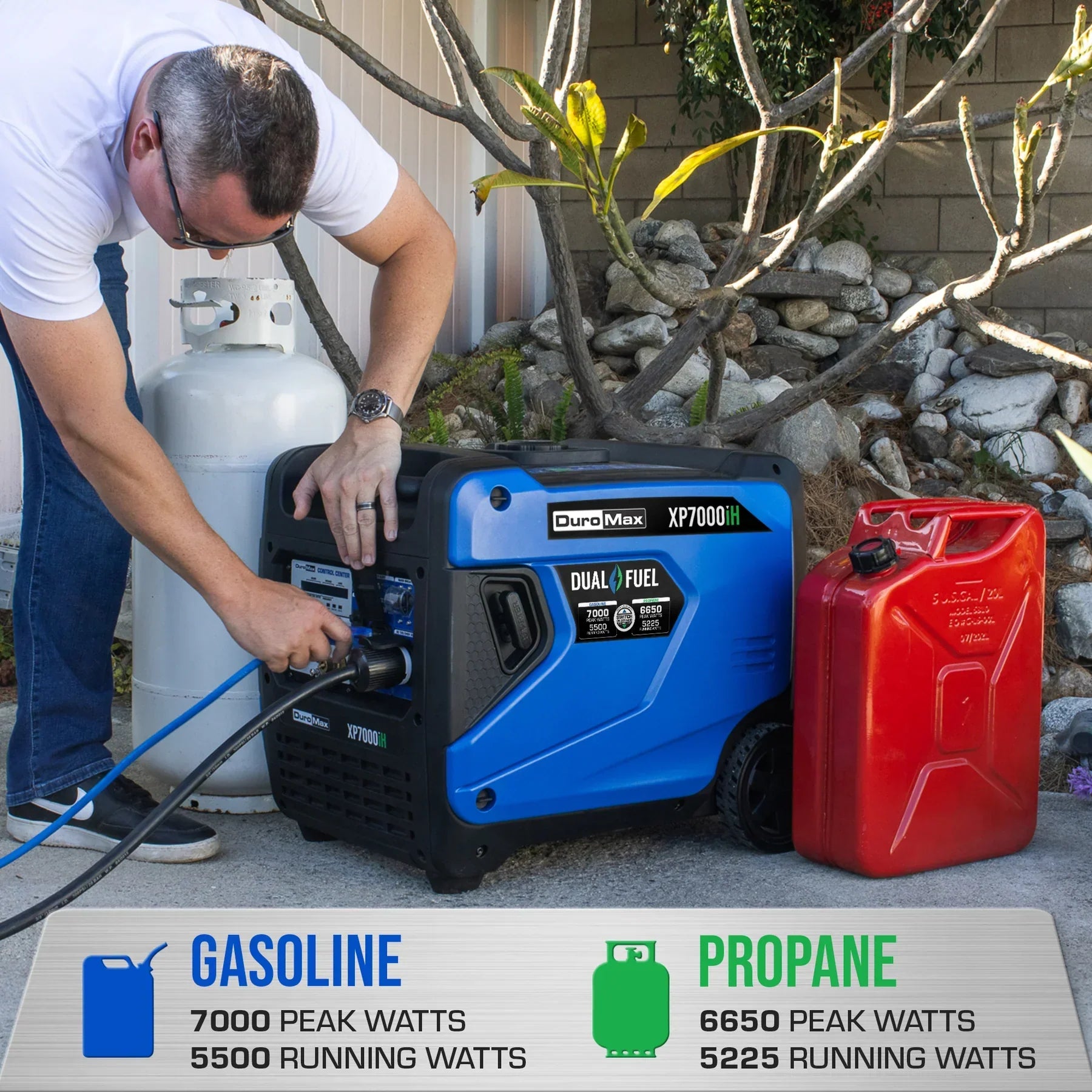 DuroMax XP7000iH 5500W/7000W Dual Fuel Generator Gas Propane Remote Start Inverter CO Alert New
