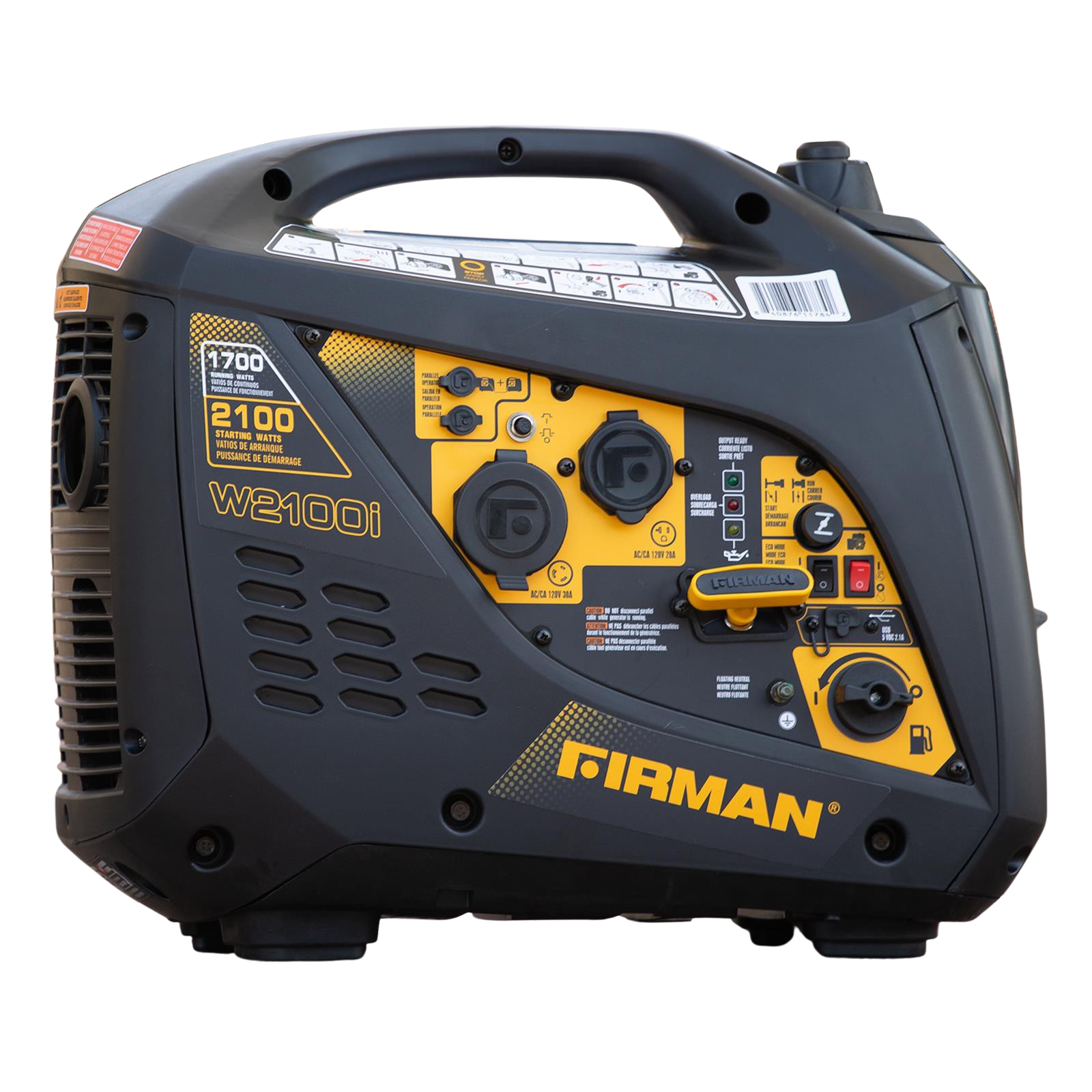 Firman W01784 30 Amp 1700W/2100W Recoil Start Gas Inverter Generator New