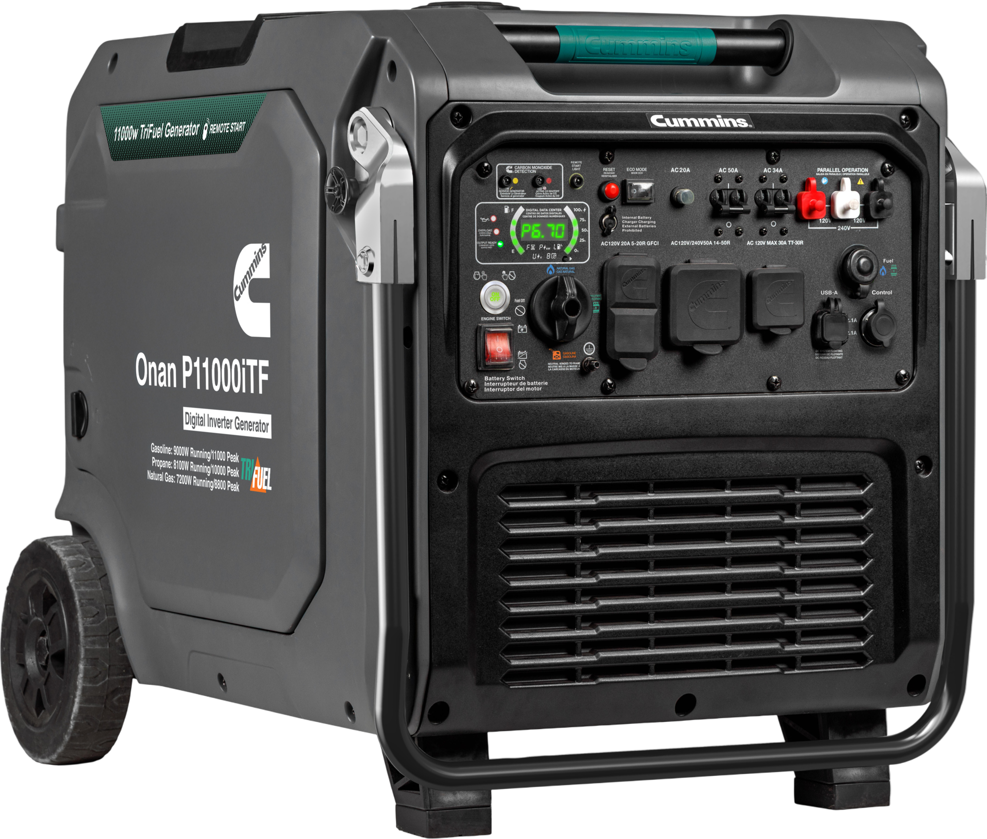 Cummins Onan P11000iTF 9000W/11000W Generator Tri-Fuel Gas Liquid Propane Natural Gas 50A Inverter CO Detect Remote Start New