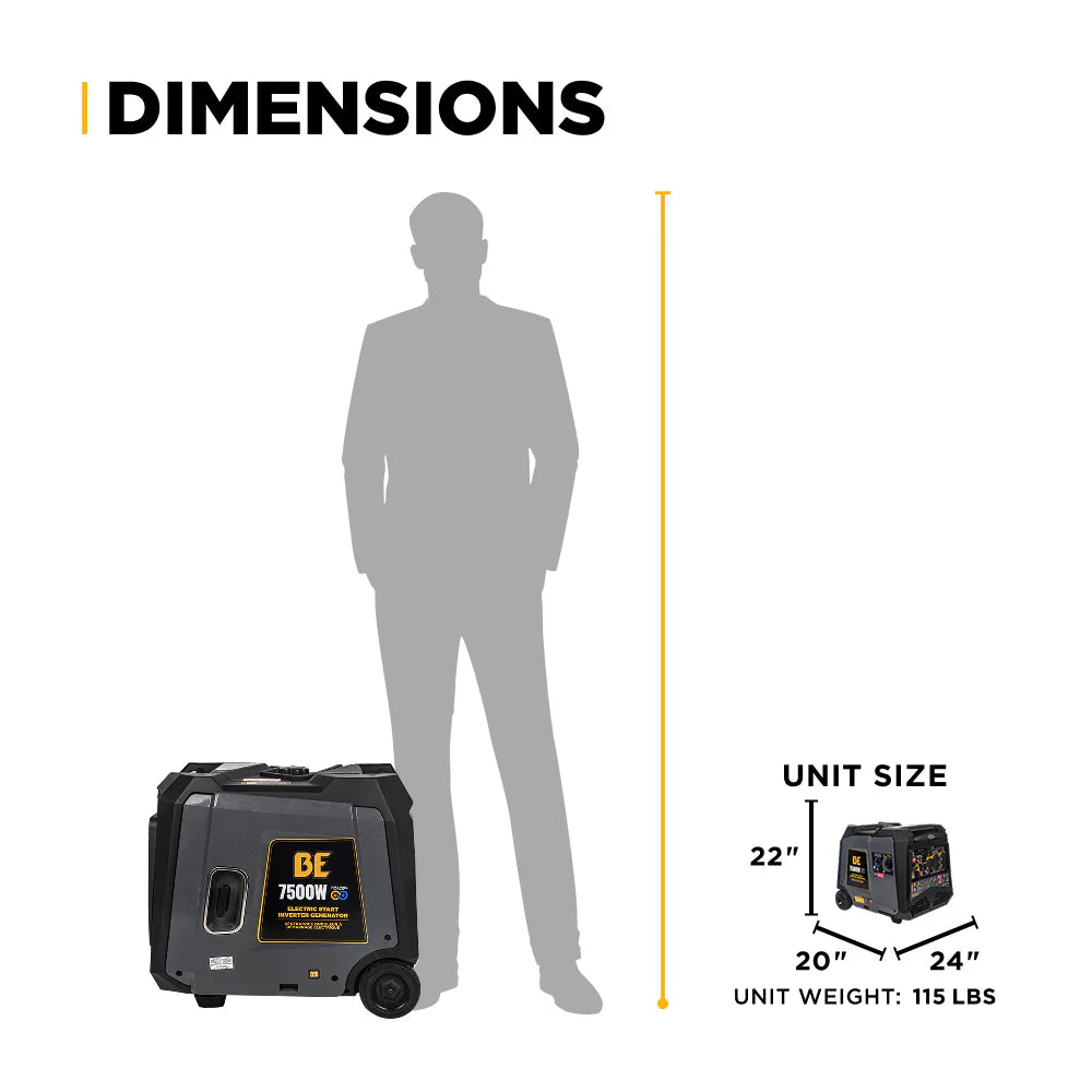 BE 6000W/7500W Digital Inverter Generator Dual-Fuel Gas Propane Powerease Engine Electric Start New