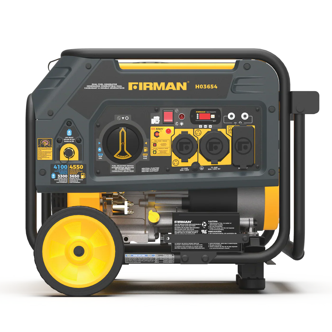 Firman H03654 3650W/4550W Inverter Generator Dual Fuel Gas Liquid Propane Electric Start CO Alert New