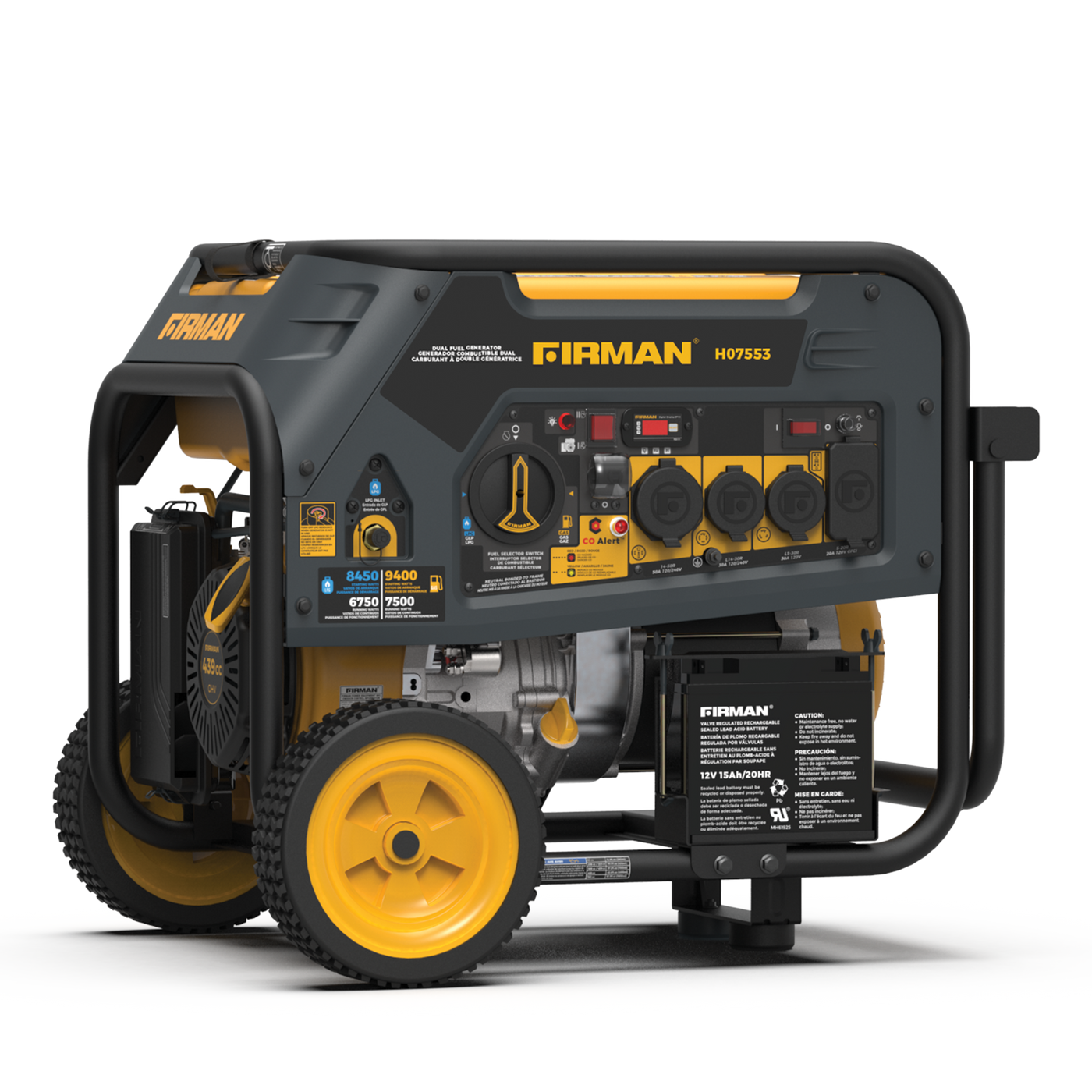 Firman H07553 Hybrid 7500W/9400W Electric Start Dual Fuel Gas Propane Generator Manufacturer RFB