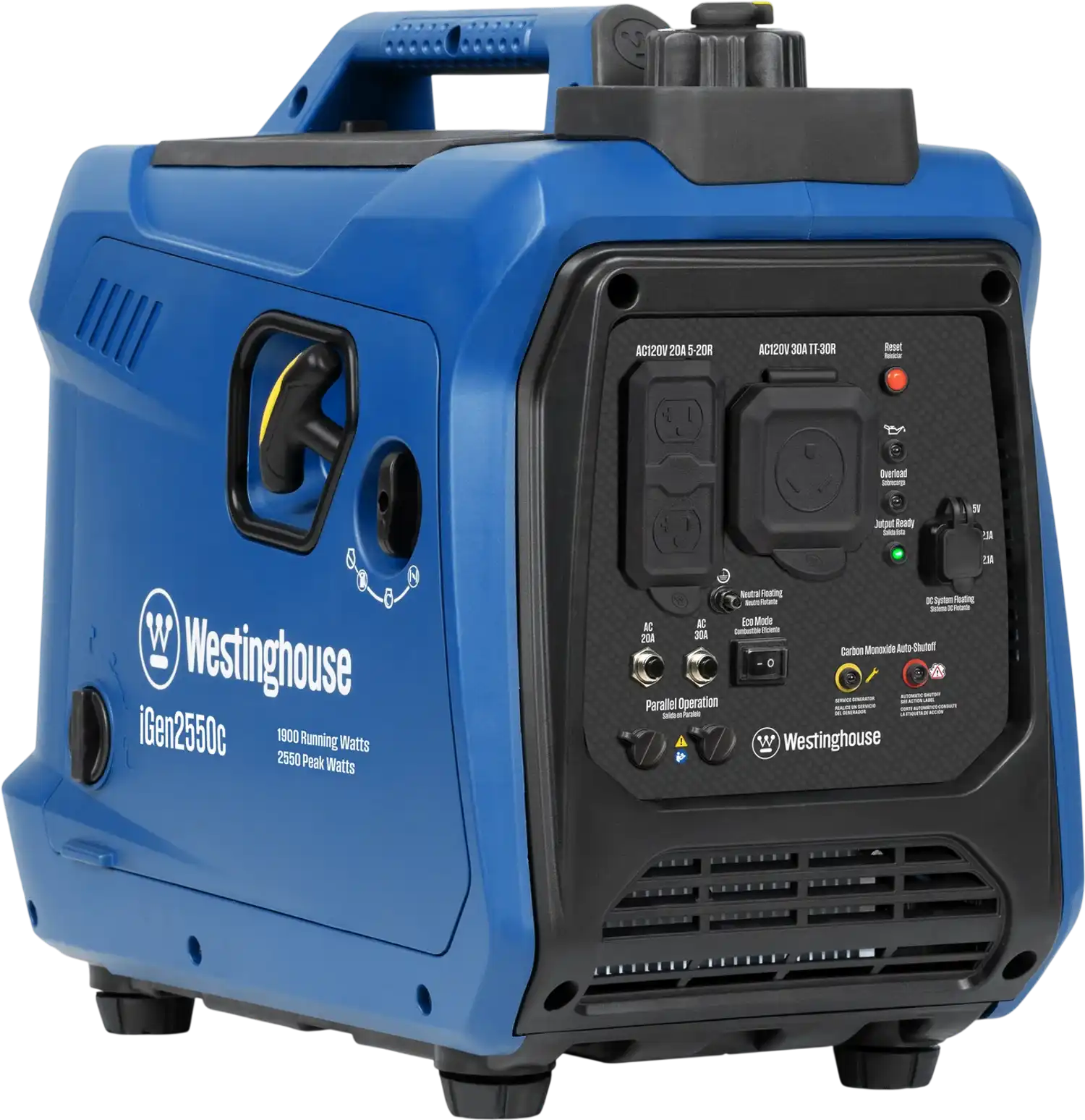 Westinghouse iGen2550c Inverter Generator 1800W/2550W 30 Amp Recoil Start Gas with CO Sensor New