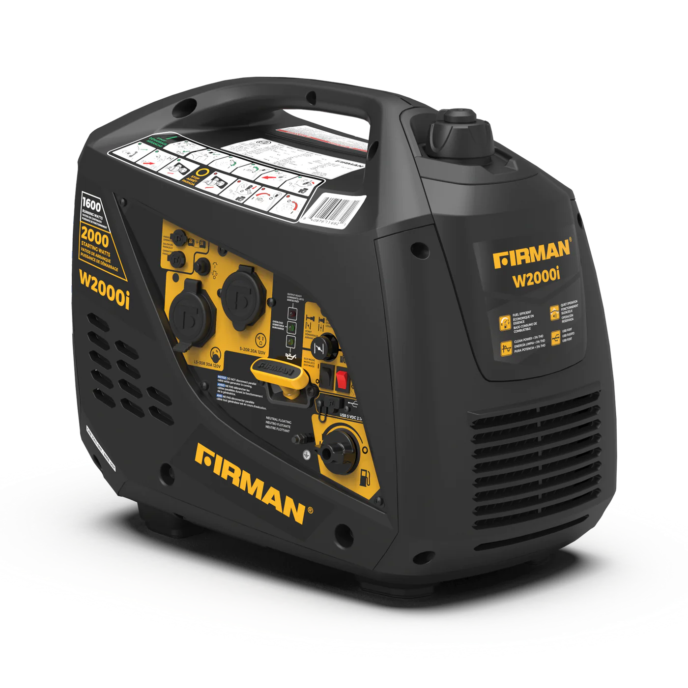 Firman W01682F Gas Inverter Generator 1600W/2000W 30 Amp Low THD Manufacturer RFB