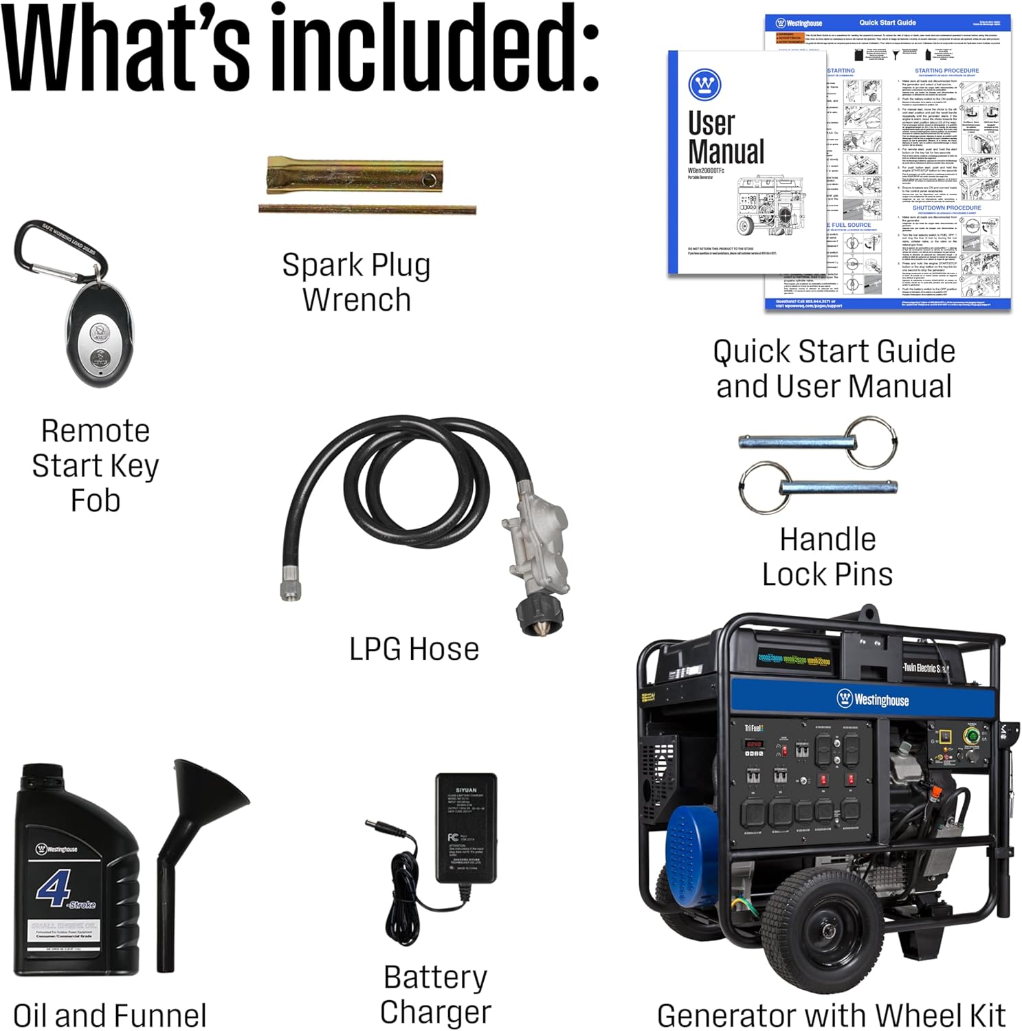 Westinghouse WGen20000TFc 20000W/28000W Generator Tri-Fuel 50A Gasoline Liquid Propane Natural Gas CO Sensor Remote Start New