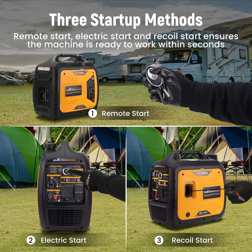 Maxpeedingrods MXR5000IE-US 3800W/5000W Inverter Generator Gas Low THD Remote Start CO Alert New